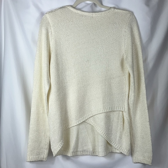 Belldini slinky shimmery soft v neck popover comfy sweater Sz L cream color - Picture 5 of 12